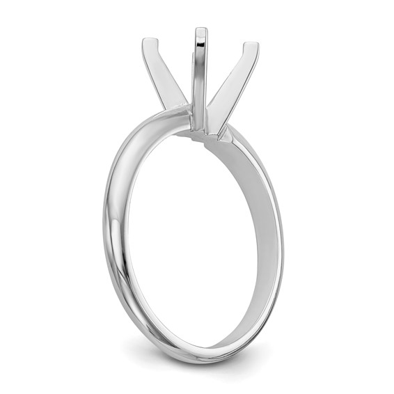 14k White Gold 4.7mm Medium-Weight Half-Round 4-Prong Princess Solitaire Ring Mounting