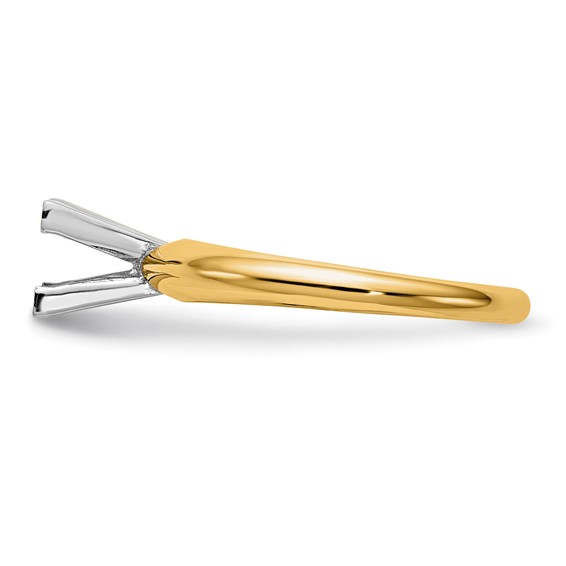 14k Two-Tone 3mm Medium-Weight Half-Round V-End Princess Solitaire Ring Mounting