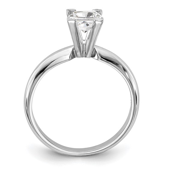 14k White Gold 7mm Medium-Weight Half-Round V-End Princess Solitaire Ring Mounting