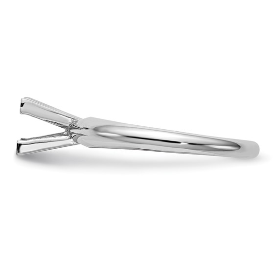 14k White Gold 7mm Medium-Weight Half-Round V-End Princess Solitaire Ring Mounting