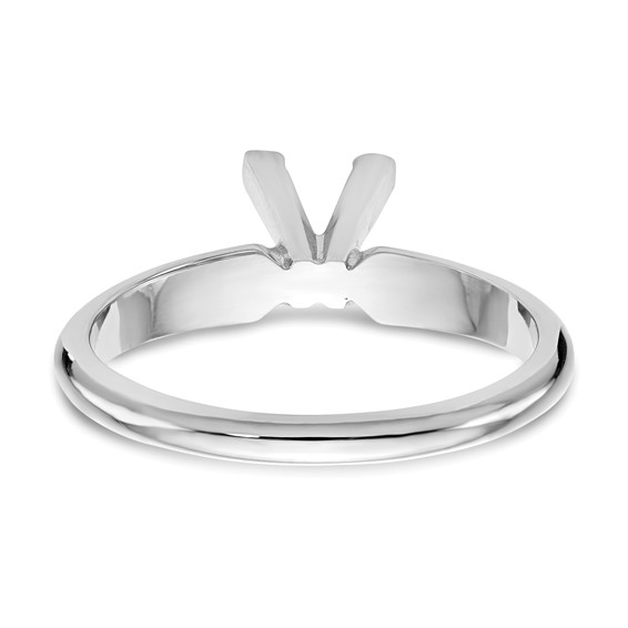 14k White Gold 7mm Medium-Weight Half-Round V-End Princess Solitaire Ring Mounting