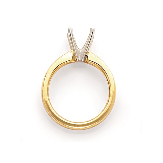 14k Two-Tone 5.5mm Comfort-Fit 4-Prong Princess Solitaire Mounting