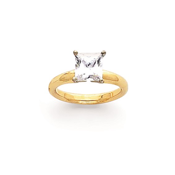 14k Two-Tone 5.5mm Comfort-Fit 4-Prong Princess Solitaire Mounting