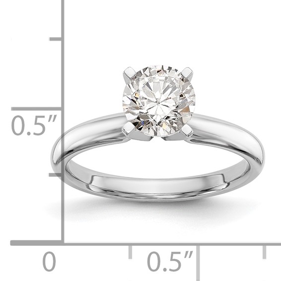 14k White Gold 2 carat Medium-Weight Comfort-Fit 4-Prong Round Solitaire Ring Mounting