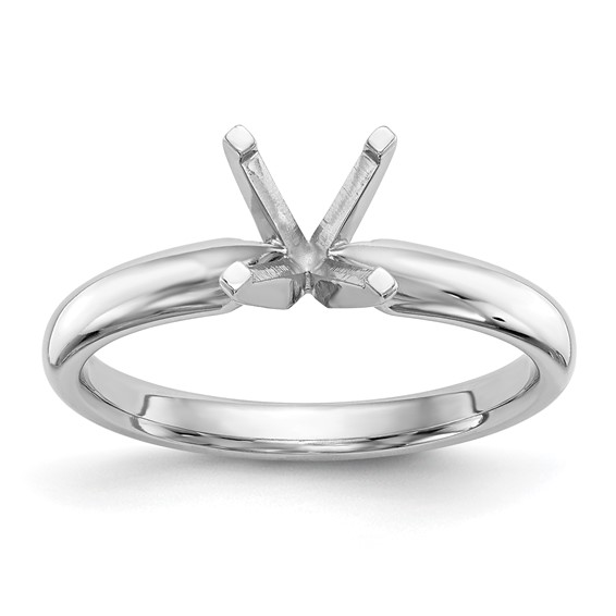 14k White Gold 2 carat Medium-Weight Comfort-Fit 4-Prong Round Solitaire Ring Mounting