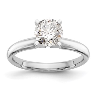 14k White Gold 2 carat Medium-Weight Comfort-Fit 4-Prong Round Solitaire Ring Mounting