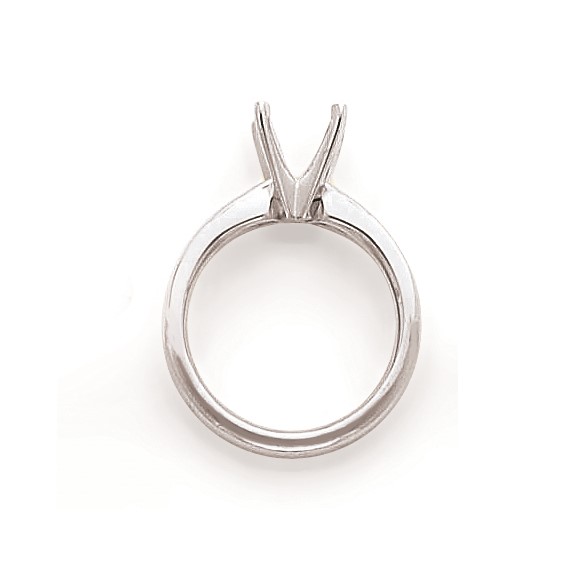 14k White Gold 6mm Heavy-Weight 4-Prong Princess Ring Mounting