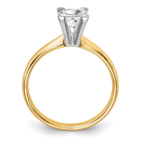 14k Two-Tone 6.5mm Medium-Weight Comfort-Fit V-End Princess Solitaire Ring Mounting