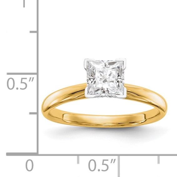14k Two-Tone 6.5mm Medium-Weight Comfort-Fit V-End Princess Solitaire Ring Mounting