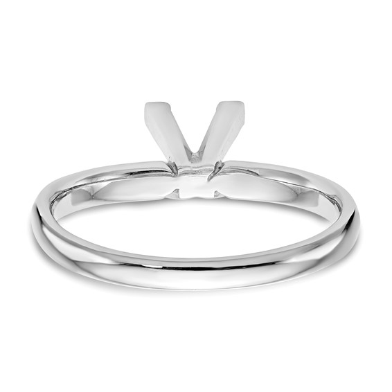 14k White Gold 3.5mm Medium-Weight Comfort-Fit V-End Princess Solitaire Ring Mounting