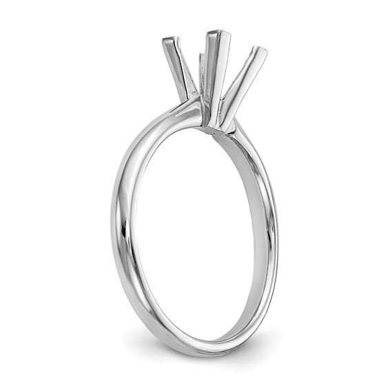 14k White Gold 3.5mm Medium-Weight Comfort-Fit V-End Princess Solitaire Ring Mounting