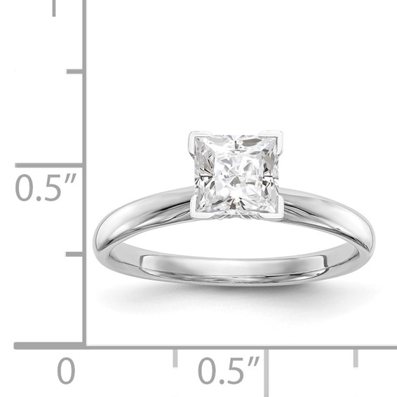 14k White Gold 3.5mm Medium-Weight Comfort-Fit V-End Princess Solitaire Ring Mounting