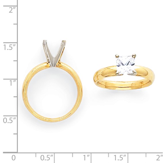 14k TwoTone 5.5mm Pointed-Shoulder Comfort-Fit Princess Mounting