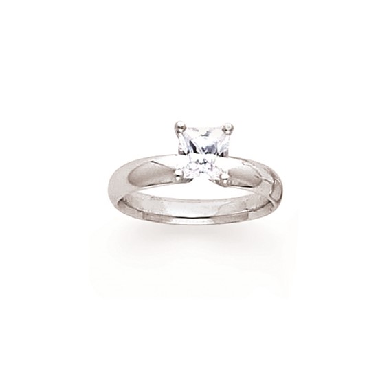 14k White Gold 5.5mm HeavyWt Pointed-Shoulder Princess Mounting