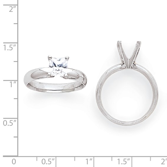 14k White Gold 5.5mm HeavyWt Pointed-Shoulder Princess Mounting