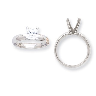 14k White Gold 5.5mm HeavyWt Pointed-Shoulder Princess Mounting