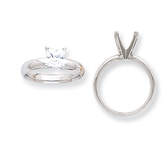 14k White Gold 5.5mm HeavyWt Pointed-Shoulder Princess Mounting