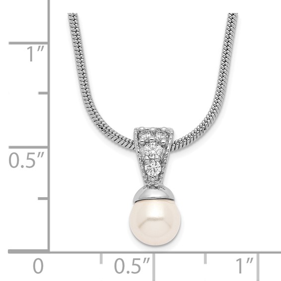 Kelly Waters Rhodium-plated White Simulated Pearl CZ Necklace