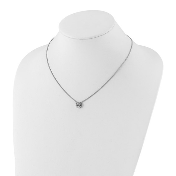 Kelly Waters Silver-tone Rhodium-plated Open Circle CZ Necklace
