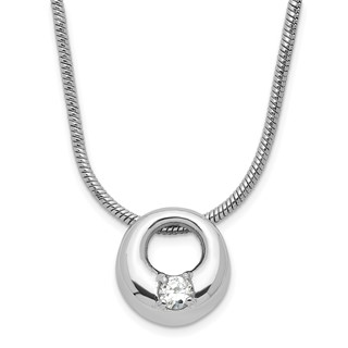 Kelly Waters Silver-tone Rhodium-plated Open Circle CZ Necklace