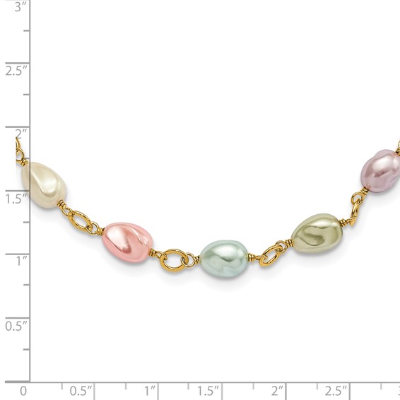 Kelly Waters Gold-plated Multicolored Simulated Pearl w/ 2in ext Necklace