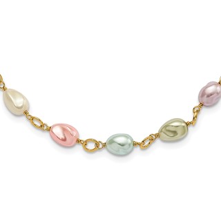 Kelly Waters Gold-plated Multicolored Simulated Pearl w/ 2in ext Necklace