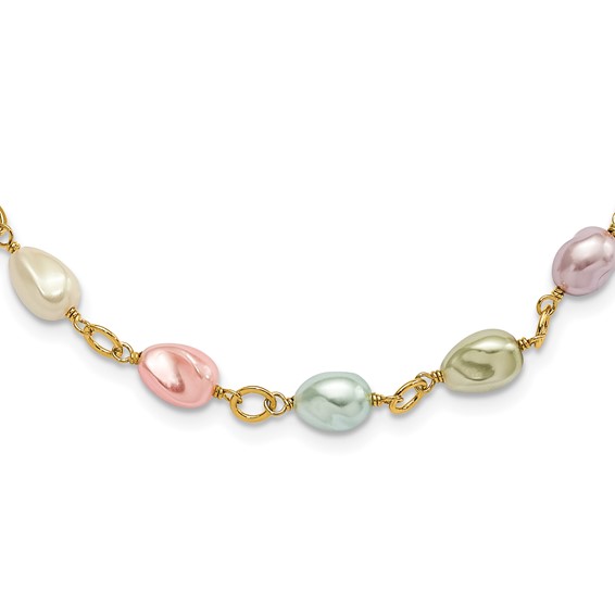 Kelly Waters Gold-plated Multicolored Simulated Pearl w/ 2in ext Necklace