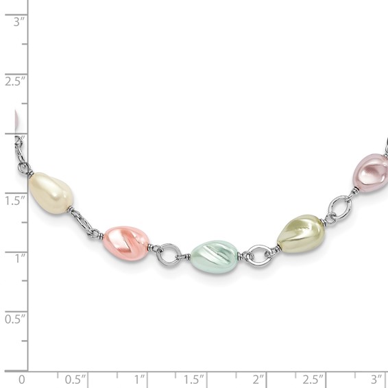 Kelly Waters Rhod-plated Multicolored Simulated Pearl w/ 2in ext Necklace