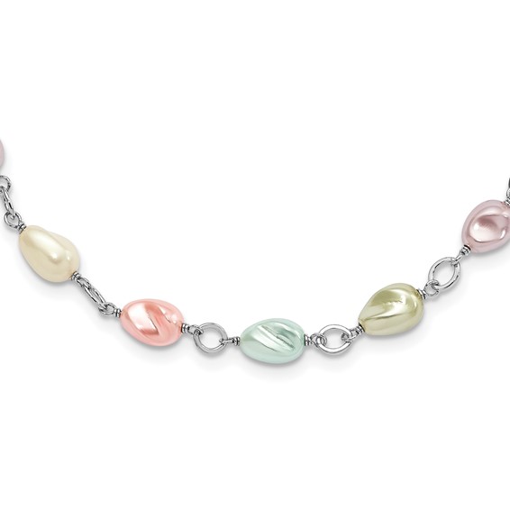 Kelly Waters Rhod-plated Multicolored Simulated Pearl w/ 2in ext Necklace