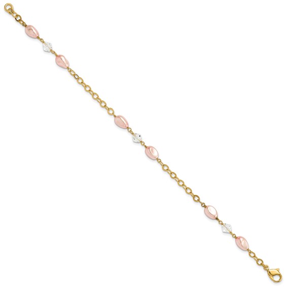 Kelly Waters Gold-plated Pink Simulated Pearl and Crystal Bracelet