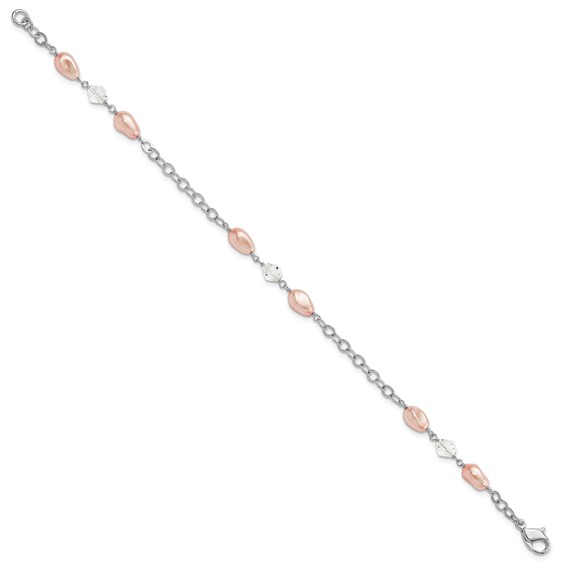 Kelly Waters Rhodium-plated Pink Simulated Pearl and Crystal Bracelet