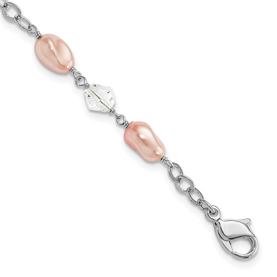Kelly Waters Rhodium-plated Pink Simulated Pearl and Crystal Bracelet