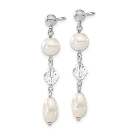Kelly Waters Rhodium-plated White Simulated Pearl and Crystal Drop Earrings
