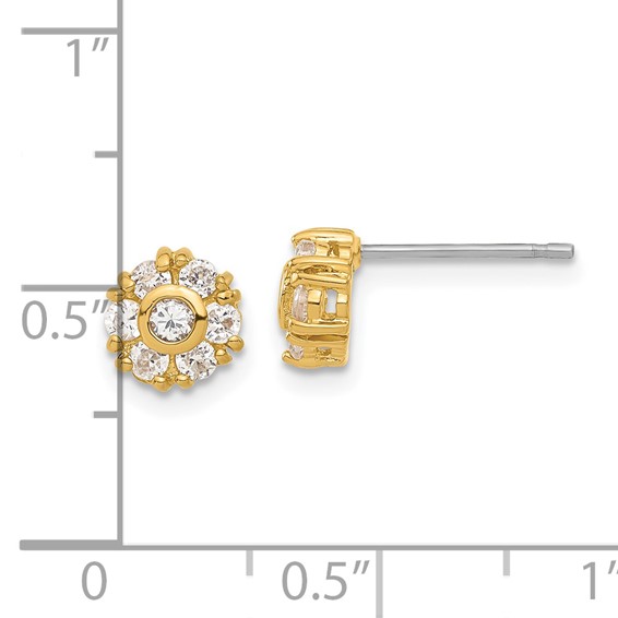 Gold-plated Kelly Waters White CZ Flower Earrings