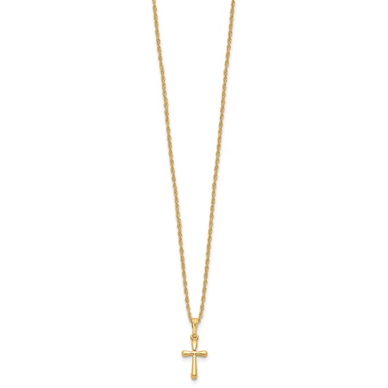 Kelly Waters Gold-plated Small Polished Rounded Cross 18 inch Necklace