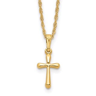 Kelly Waters Gold-plated Small Polished Rounded Cross 18 inch Necklace