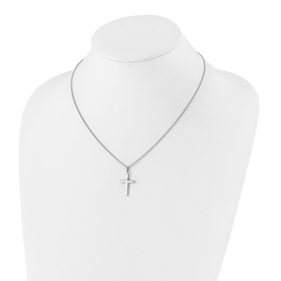 Kelly Waters Rhodium-plated Medium Polished Cross 18 inch Necklace