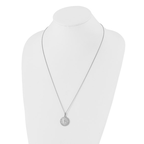 Kelly Waters Rhodium-plated St. Christopher Medal 24 inch Necklace