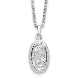 Kelly Waters Rhodium-plated Oval St. Christopher Medal 18 inch Necklace