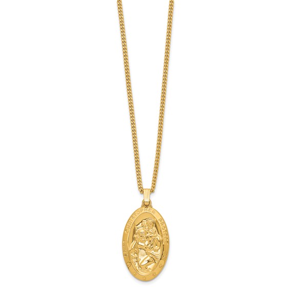Kelly Waters Gold-plated Large Oval St. Christopher Medal 24 inch Necklace