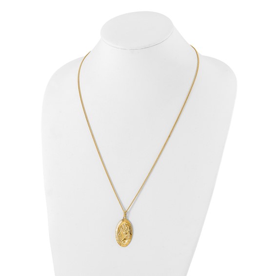 Kelly Waters Gold-plated Large Oval St. Christopher Medal 24 inch Necklace