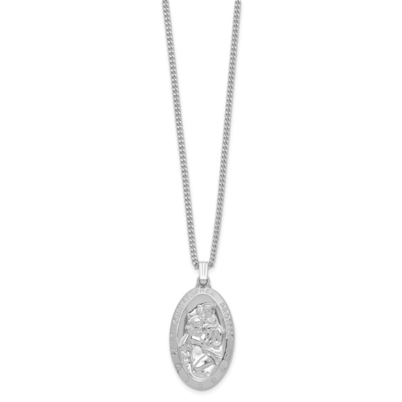 Kelly Waters Rhodium-plated Large Oval St. Christopher Medal 24in Necklace