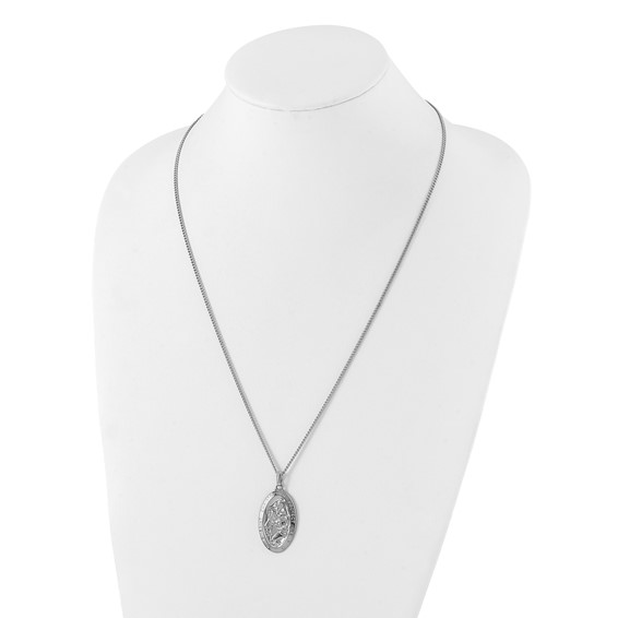 Kelly Waters Rhodium-plated Large Oval St. Christopher Medal 24in Necklace