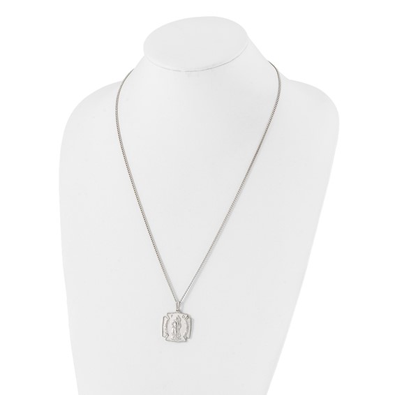 Kelly Waters Rhodium-plated St. Florian Medal 24 inch Necklace