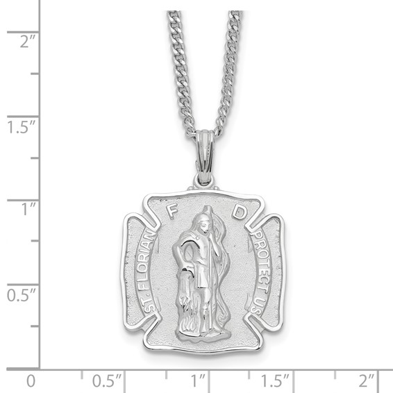 Kelly Waters Rhodium-plated St. Florian Medal 24 inch Necklace