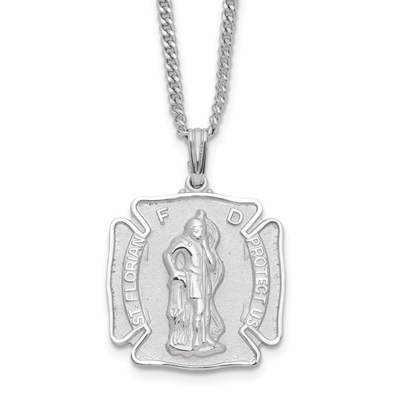 Kelly Waters Rhodium-plated St. Florian Medal 24 inch Necklace