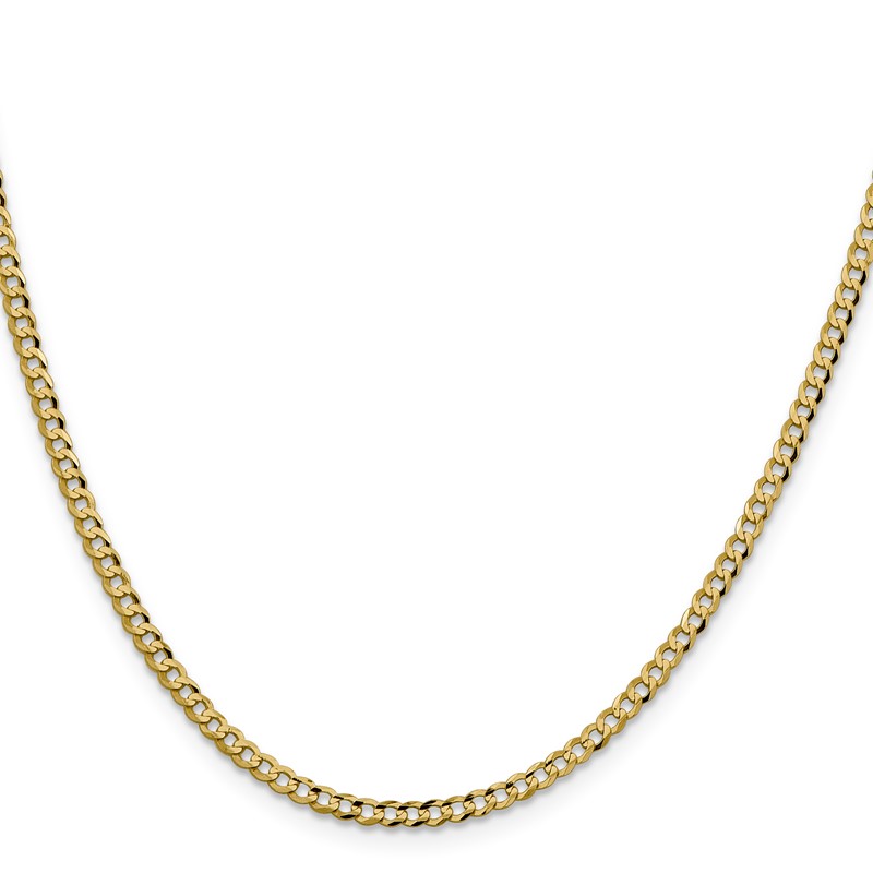 14K 26 inch 3.1mm Lightweight Flat Cuban with Lobster Clasp Chain