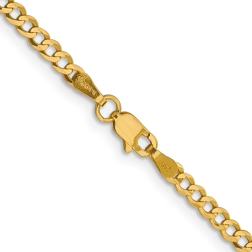 14K 18 inch 3.1mm Lightweight Flat Cuban with Lobster Clasp Chain (LCB080-18)