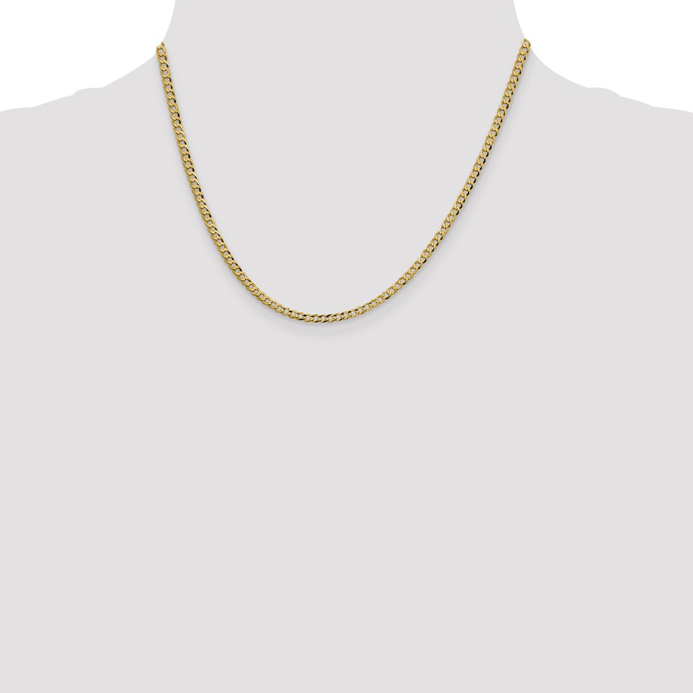 14K 18 inch 3.1mm Lightweight Flat Cuban with Lobster Clasp Chain (LCB080-18)
