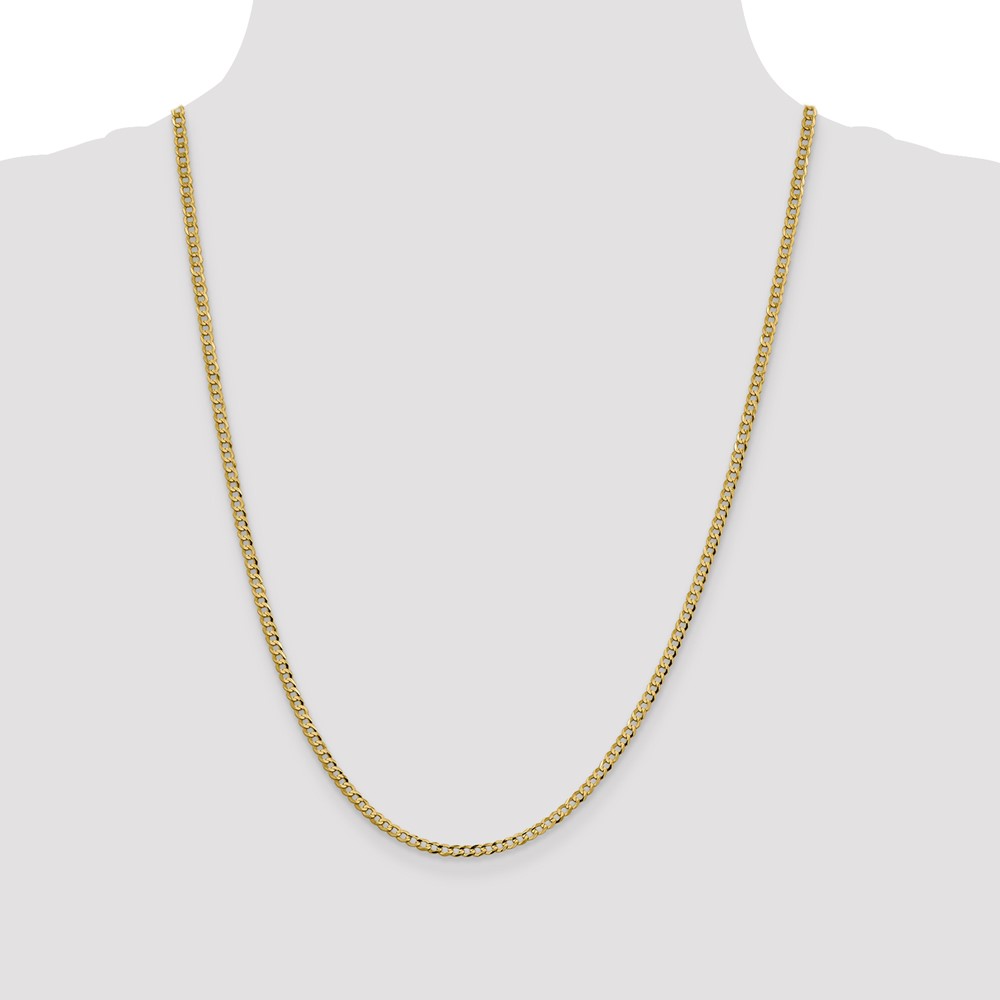 14K 24 inch 3.1mm Lightweight Flat Cuban with Lobster Clasp Chain (LCB080-24)